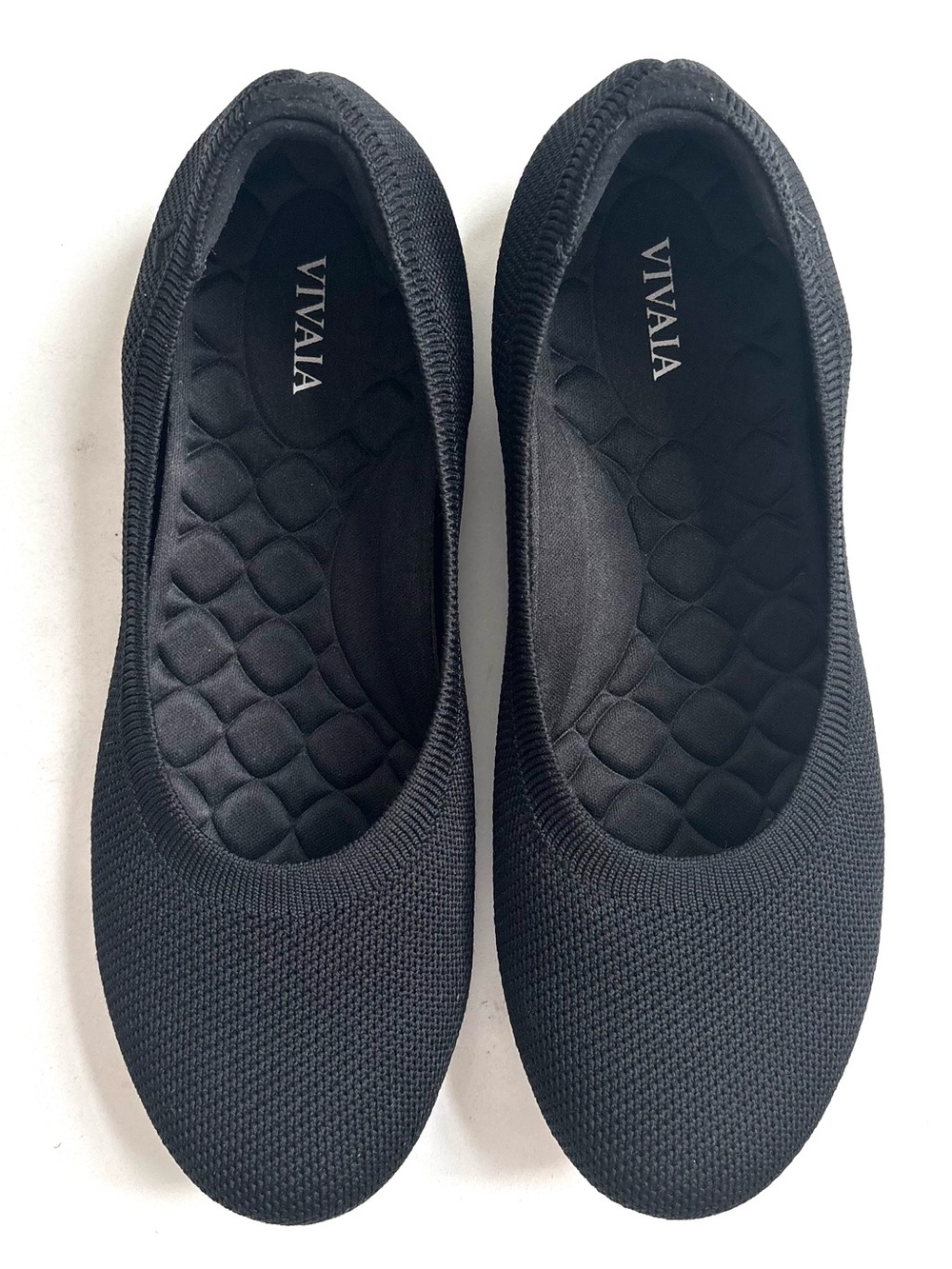 VIVAIA Claire Round-Toe Flats Black Knit Sock Ballet Ballerina Shoes Size 7.5